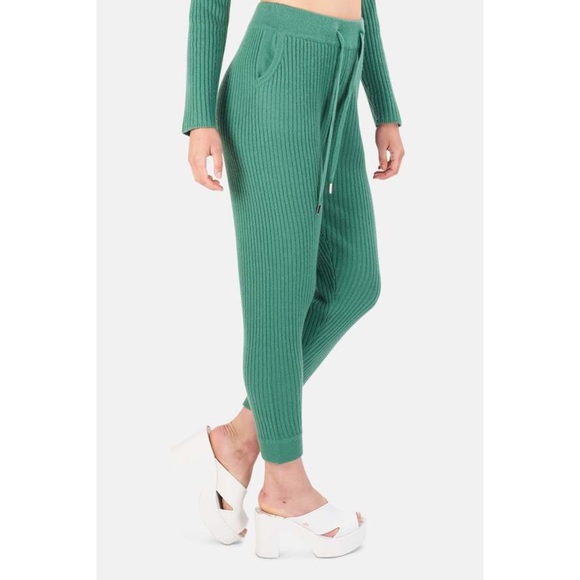 NWT ribbed cashmere sweatpants leggings cuffed fitted - Picture 2 of 5